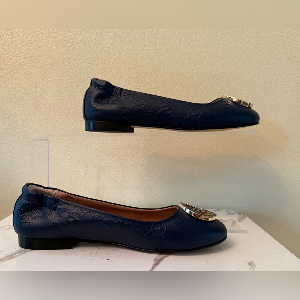 Mario Valentino Blue Calliope Flats, EUC, Size 9